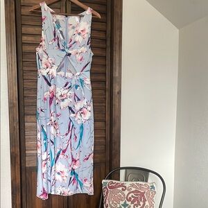 Leith White and Blue Sleeveless Sundress Midi